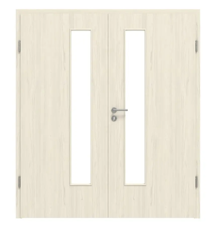 Widok frontowy modrzew lazurowany LA 24 od strony zamka Basic Durat drzwi dwuskrzydłowe z ościeżnicą - Huga