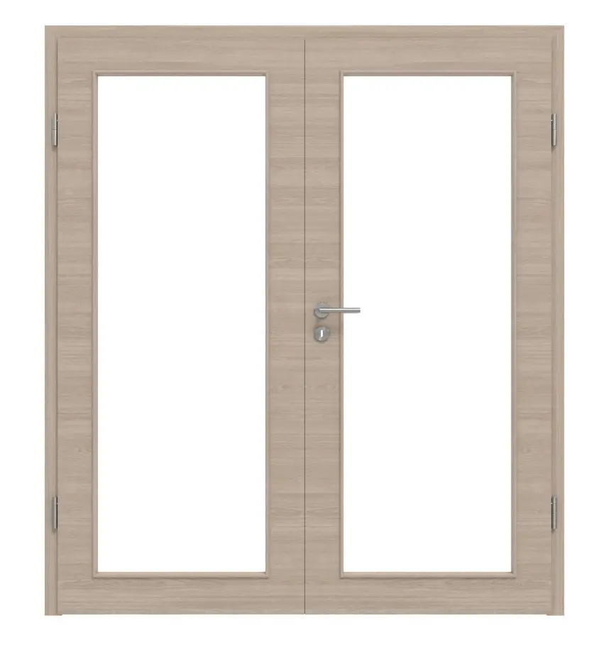 HÖRMANN Drzwi dwuskrzydłowe, dąb szary, układ poprzeczny, Duradecor ProLine, z przeszkleniem LA 27 z ościeżnicą
