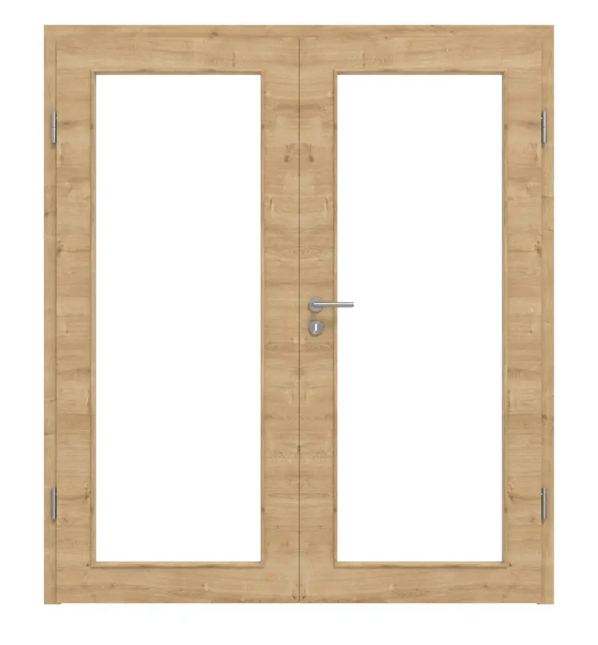 Widok frontowy dębu sękatego wzdłuż, LA 27 Basic Durat, drzwi dwuskrzydłowe z ościeżnicą - Huga