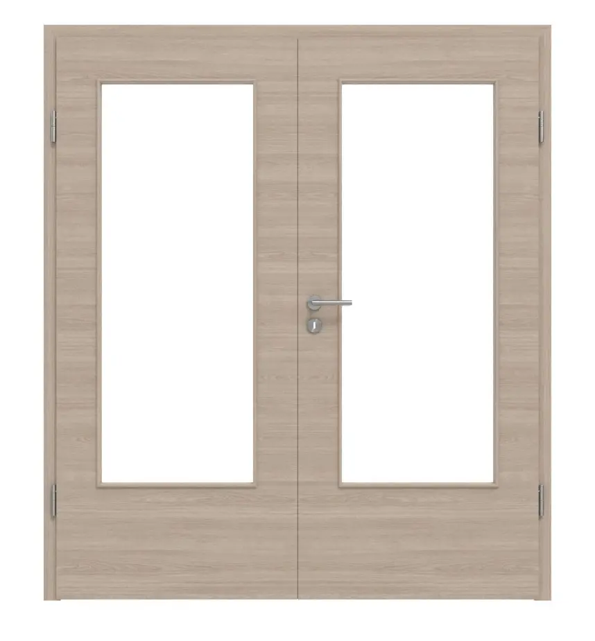 HÖRMANN Drzwi dwuskrzydłowe, dąb szary, układ poprzeczny Duradecor ProLine, z przeszkleniem LA-DIN z ościeżnicą