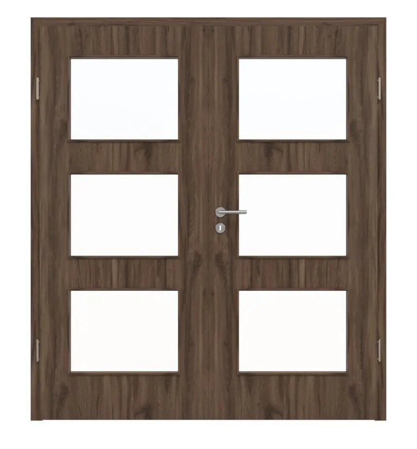 HÖRMANN drzwi dwuskrzydłowe dąb alpejski Duradecor ProLine z przeszkleniem LA 11 z ościeżnicą