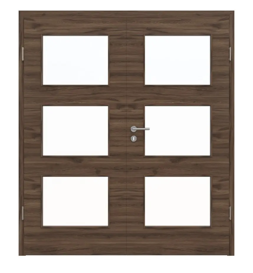 HÖRMANN drzwi 2-skrzydłowe dąb alpejski wzdłuż Duradecor ProLine z przeszkleniem LA 11 z ościeżnicą