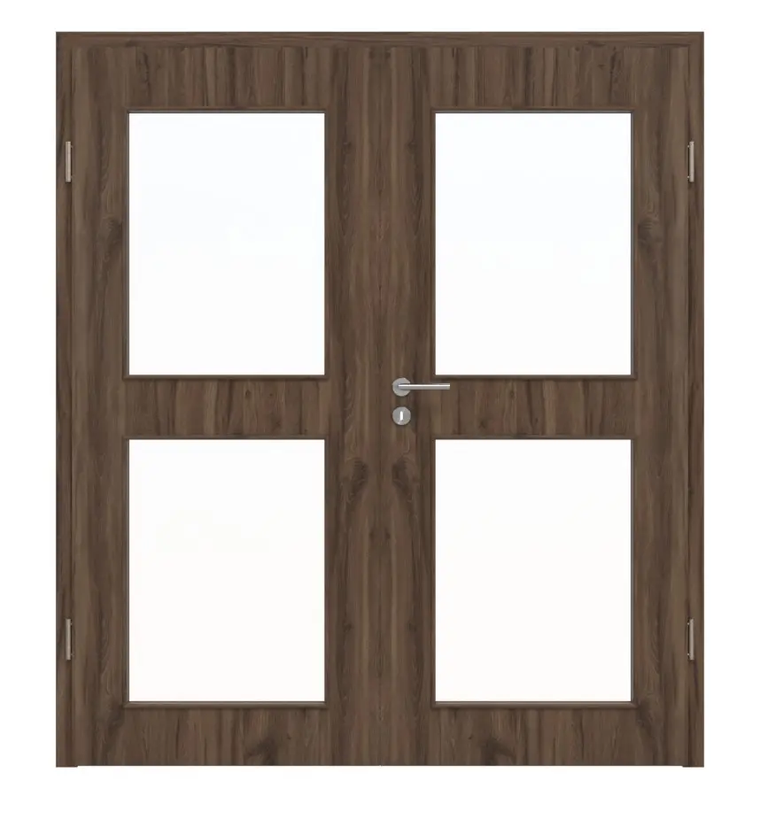 HÖRMANN drzwi dwuskrzydłowe Alpineiche Duradecor ProLine z przeszkleniem LA 12 z ościeżnicą