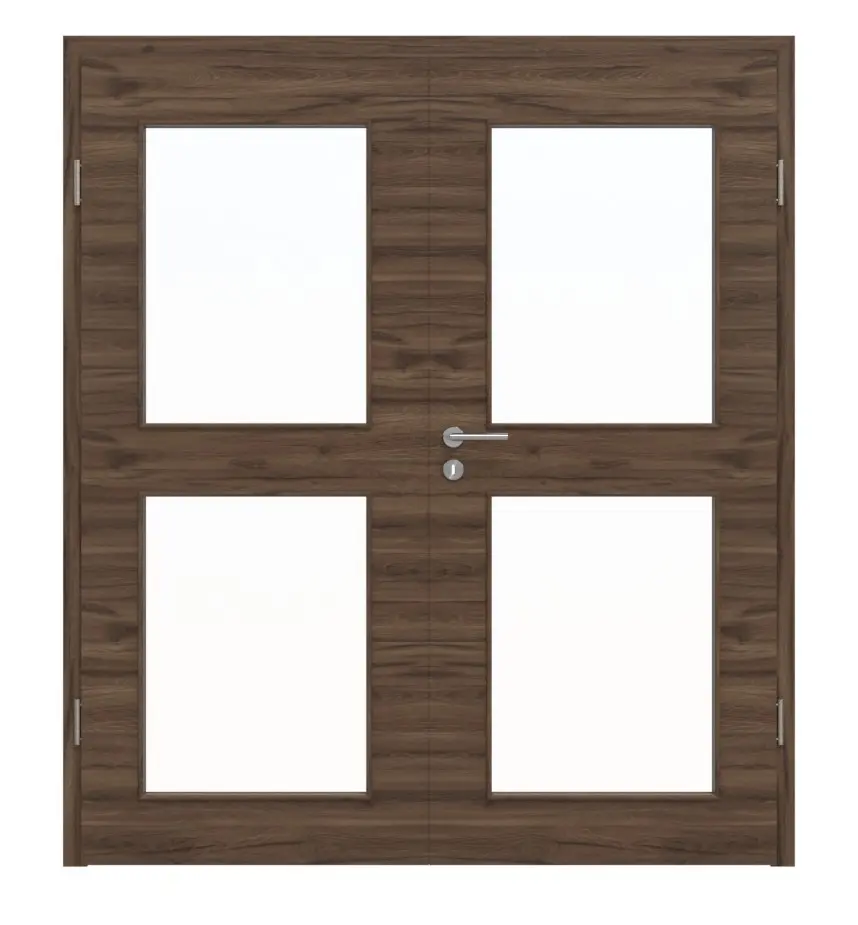 HÖRMANN drzwi 2-skrzydłowe dąb alpejski wzdłuż Duradecor ProLine z przeszkleniem LA 12 z ościeżnicą