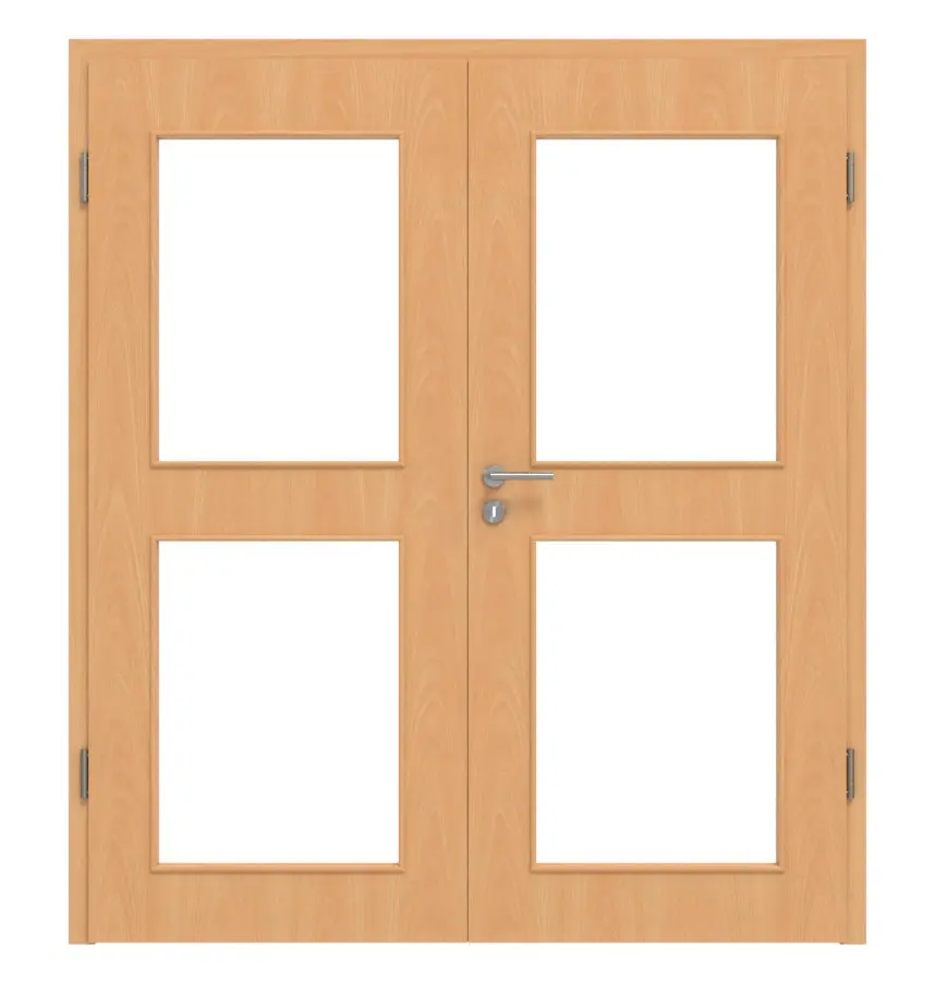 HÖRMANN Drzwi dwuskrzydłowe, buk francuski, Duradecor ProLine, z przeszkleniem LA 12 z ościeżnicą