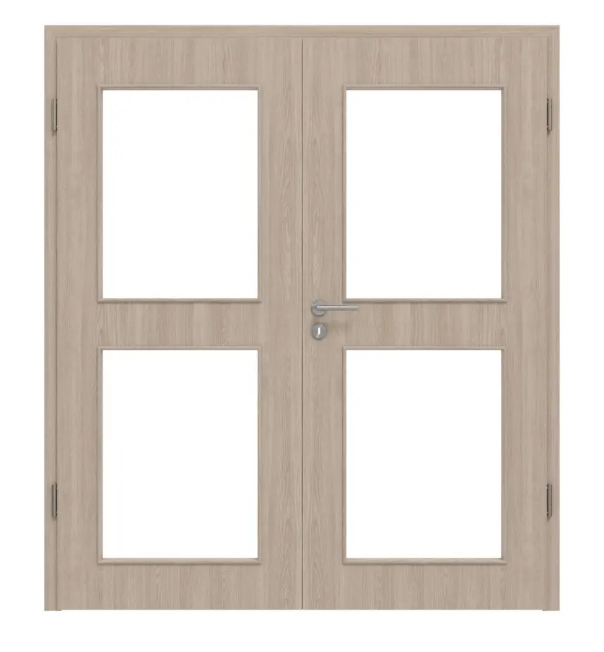 Widok frontowy dąb szary LA 12 Basic Durat drzwi dwuskrzydłowe z ościeżnicą - Huga