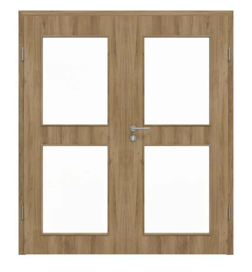 HÖRMANN drzwi 2-skrzydłowe dąb naturalny Duradecor ProLine z przeszkleniem LA 12 z ościeżnicą