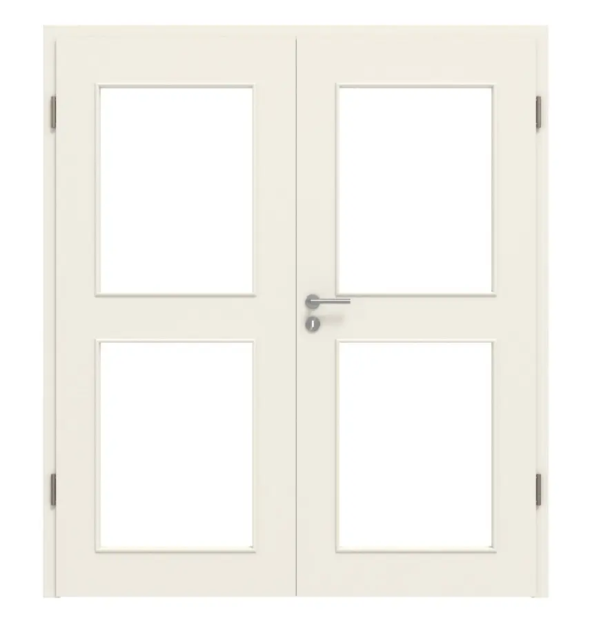 HÖRMANN drzwi dwuskrzydłowe biały czysty RAL 9010 lakier ProLine z przeszkleniem LA 12 z ościeżnicą