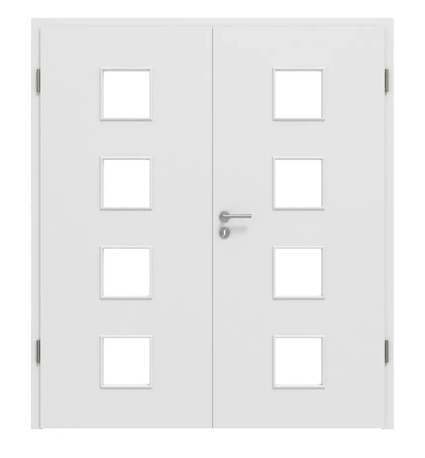 Widok frontowy biel baliowa LA 14 Basic Durat drzwi dwuskrzydłowe z ościeżnicą - Huga