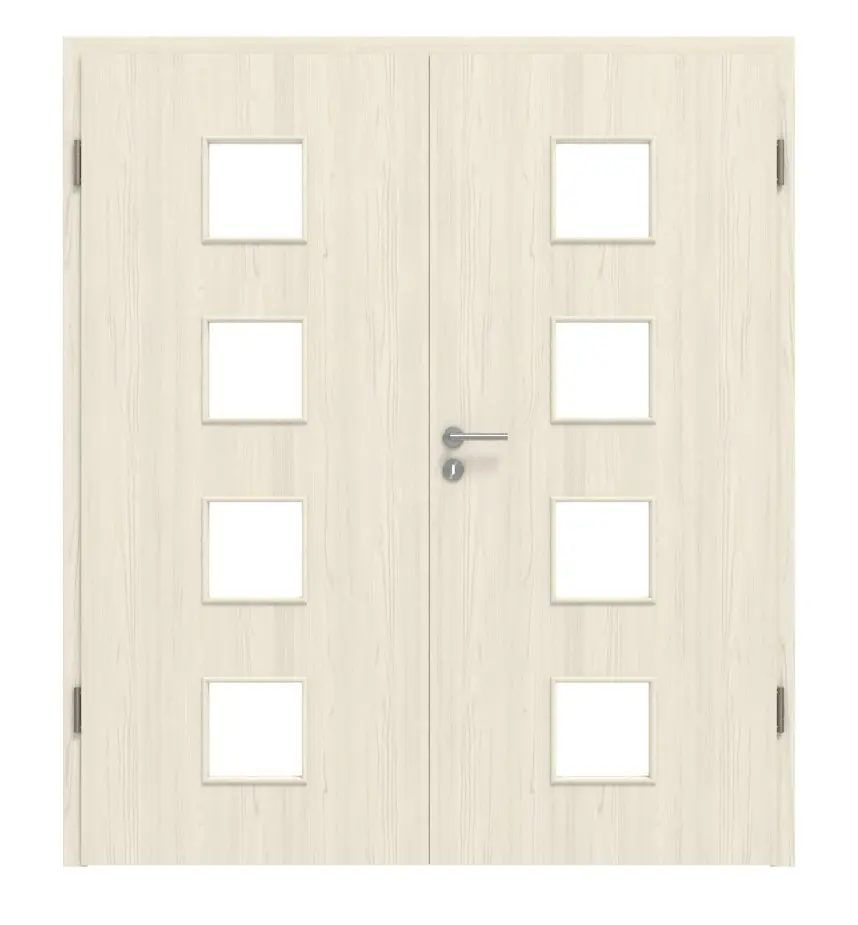 Widok frontowy modrzew lazurowany LA 14 Basic Durat drzwi dwuskrzydłowe z ościeżnicą - Huga