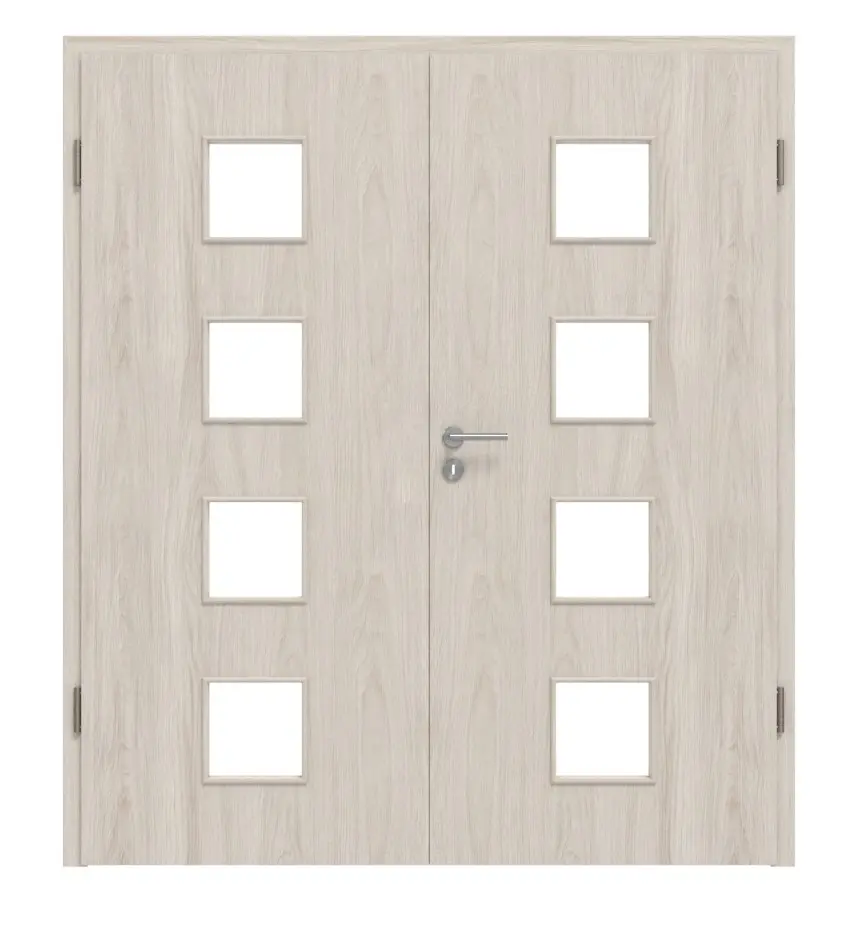 Widok frontowy dębu lazurowanego LA 14 Basic Durat, drzwi dwuskrzydłowe wraz z ościeżnicą - Huga