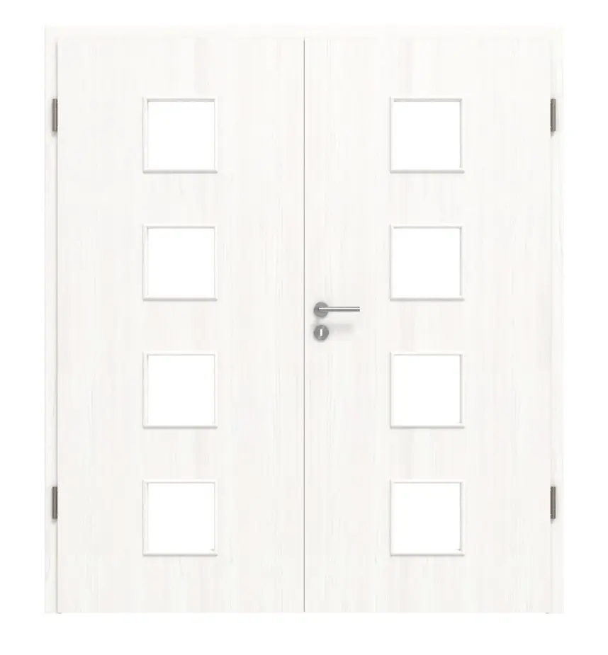 Widok frontowy biel pino LA 14 Basic Durat drzwi dwuskrzydłowe z ościeżnicą - Huga