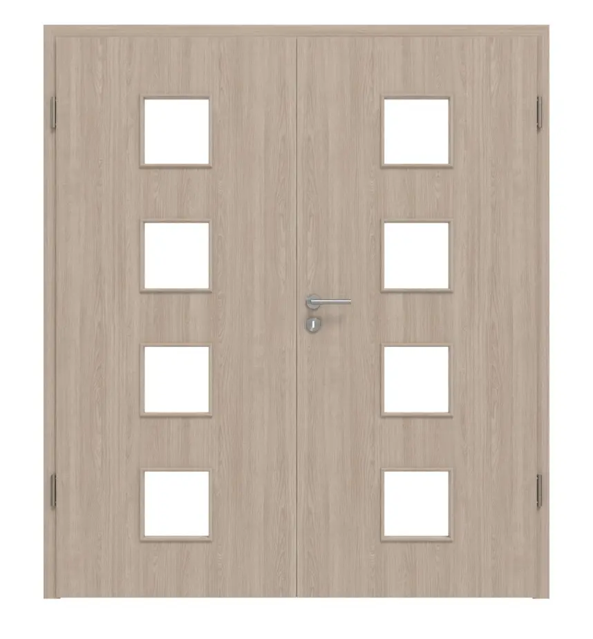 Widok frontowy dąb szary LA 14 Basic Durat drzwi dwuskrzydłowe z ościeżnicą - Huga