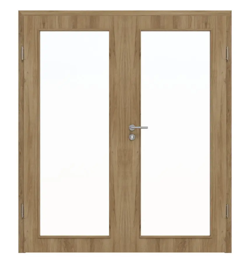 HÖRMANN drzwi dwuskrzydłowe dąb naturalny Duradecor ProLine z przeszkleniem LA 27 z ościeżnicą