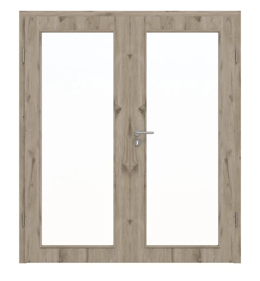 HÖRMANN drzwi dwuskrzydłowe dąb nordycki Duradecor ProLine z przeszkleniem LA 27 z ościeżnicą