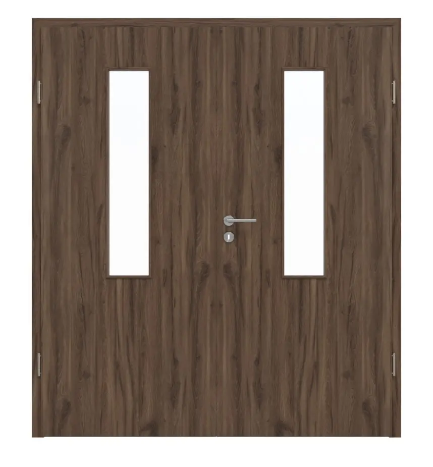HÖRMANN drzwi 2-skrzydłowe dąb alpejski Duradecor ProLine z przeszkleniem LA 4 na środku z ościeżnicą