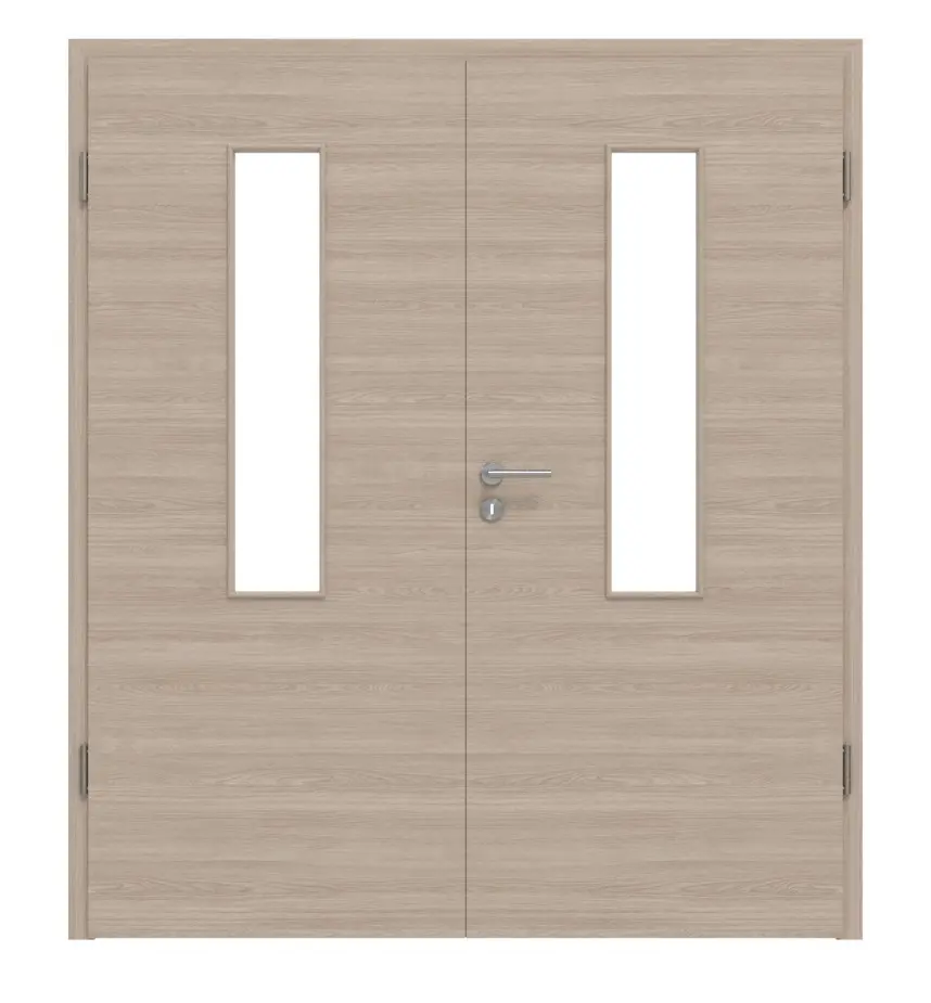 HÖRMANN Drzwi dwuskrzydłowe, dąb szary, układ poprzeczny Duradecor ProLine, z przeszkleniem LA 4 na środku z ościeżnicą