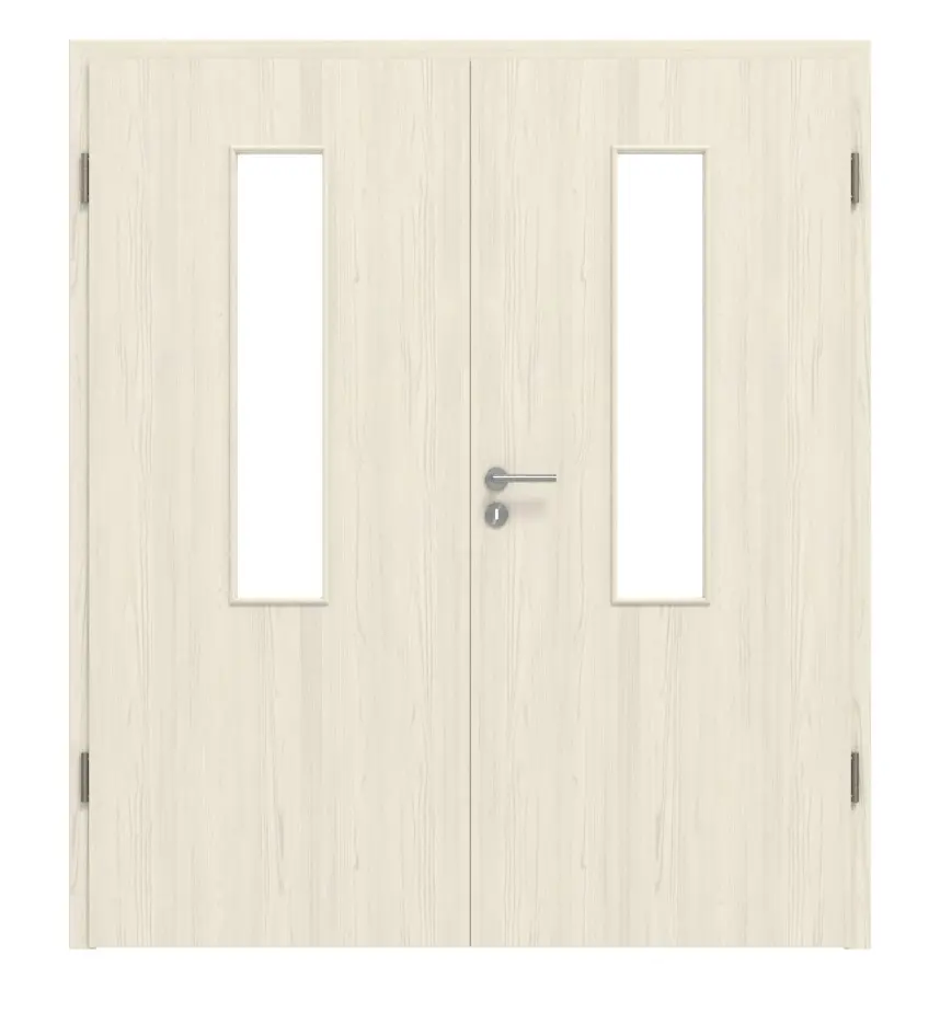 Widok frontowy modrzew lazura 4 LA na środku Basic Durat drzwi dwuskrzydłowe z ościeżnicą - Huga