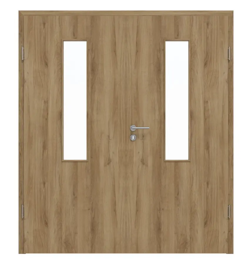 HÖRMANN drzwi 2-skrzydłowe Natureiche Duradecor ProLine z przeszkleniem LA 4 na środku z ościeżnicą