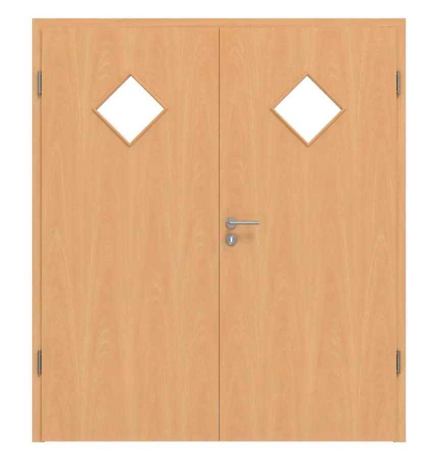 HÖRMANN drzwi dwuskrzydłowe buk francuski Duradecor ProLine z przeszkleniem LA 6 romb z ościeżnicą