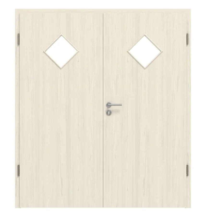 Widok frontowy modrzew lazura LA 6 romb Basic Durat, drzwi dwuskrzydłowe z ościeżnicą - Huga