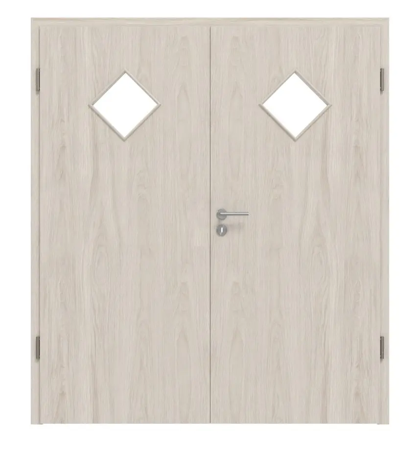 Widok frontowy dąb lazura LA 6 Raute Basic Durat drzwi dwuskrzydłowe z ościeżnicą - Huga