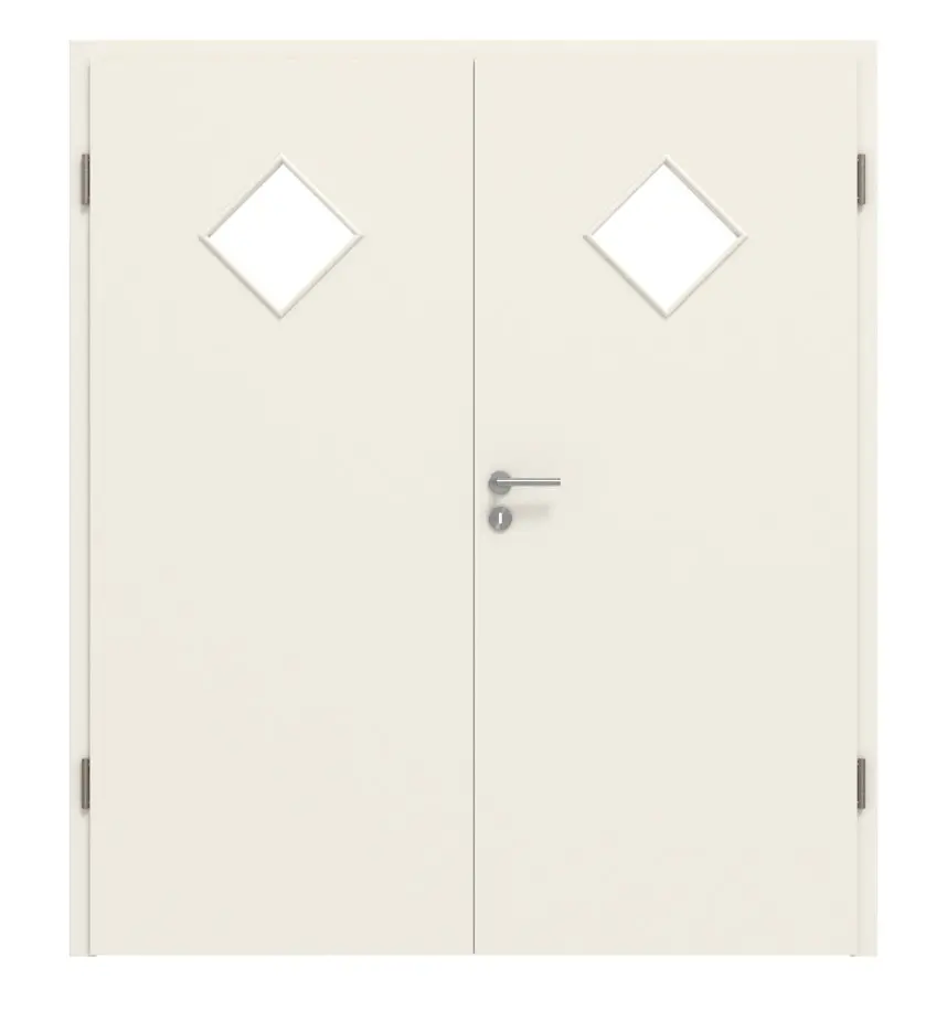 Widok frontowy biały podobny do RAL 9010 LA 6 Raute Basic lakierowane drzwi dwuskrzydłowe inkl. ościeżnica - Huga