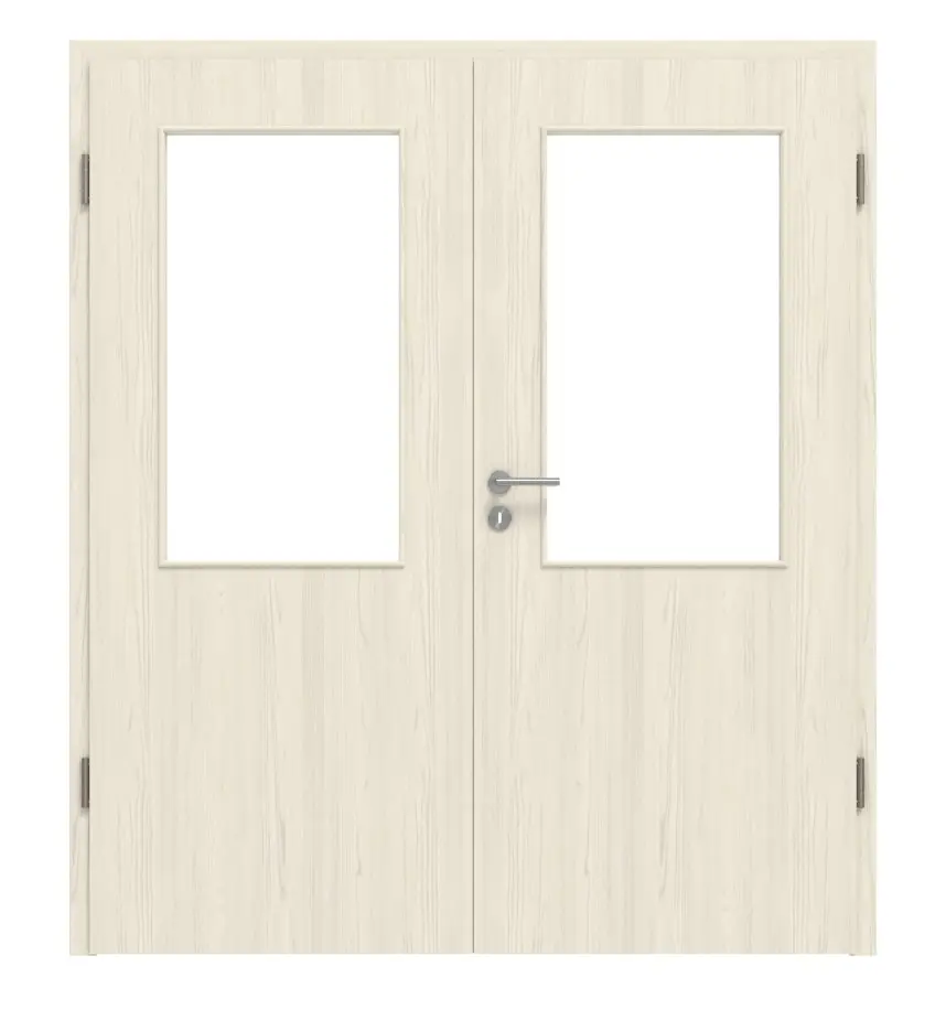 Widok frontowy: modrzew lazura LA 7 Basic Durat, drzwi dwuskrzydłowe z ościeżnicą - Huga