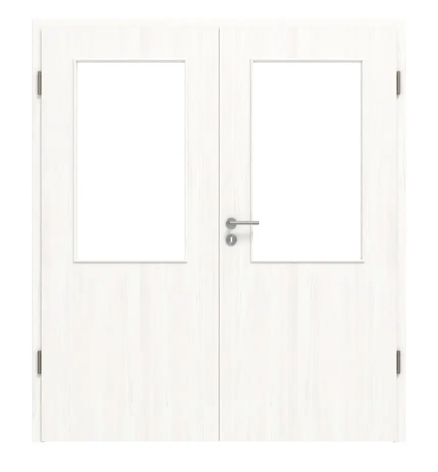 Widok frontowy biel pino LA 7 Basic Durat drzwi dwuskrzydłowe w zestawie z ościeżnicą - Huga