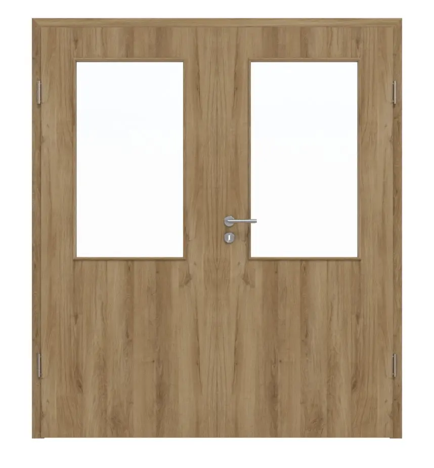 HÖRMANN drzwi dwuskrzydłowe dąb naturalny Duradecor ProLine z przeszkleniem LA 7 z ościeżnicą