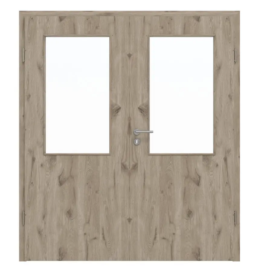 HÖRMANN drzwi 2-skrzydłowe Dąb północny Duradecor ProLine z przeszkleniem LA 7 z ościeżnicą