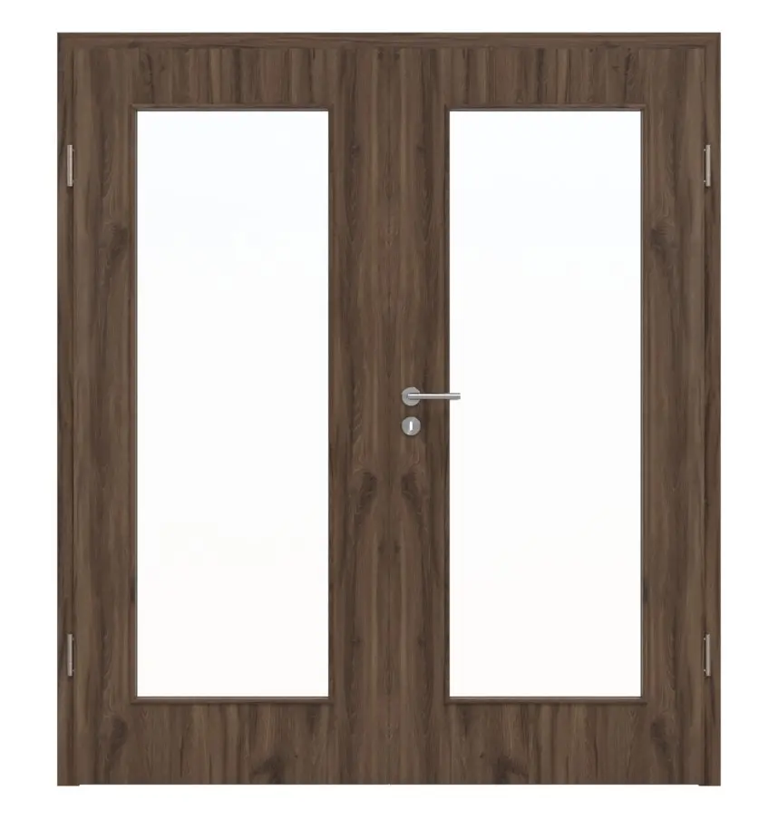 HÖRMANN drzwi dwuskrzydłowe dąb alpejski Duradecor ProLine z przeszkleniem LA 8 z ościeżnicą