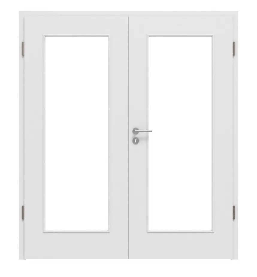 HÖRMANN Drzwi dwuskrzydłowe ProLine, biel Bali, Duradecor, z przeszkleniem LA 8 z ościeżnicą