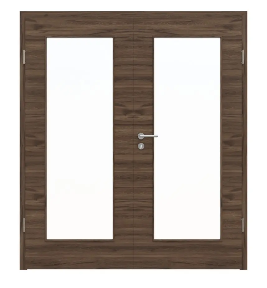 HÖRMANN drzwi dwuskrzydłowe dąb alpejski wzdłuż Duradecor ProLine z przeszkleniem LA 8 z ościeżnicą