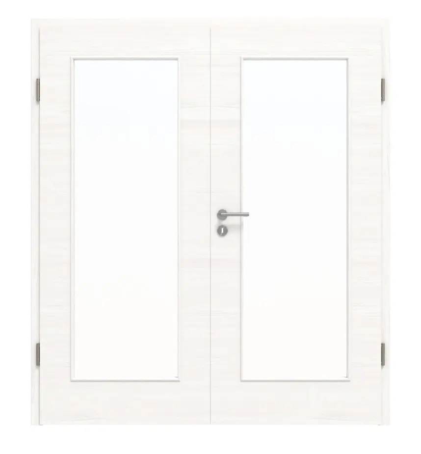 HÖRMANN drzwi 2-skrzydłowe biel szczotkowana wzdłuż Duradecor ProLine z przeszkleniem LA 8 z ościeżnicą