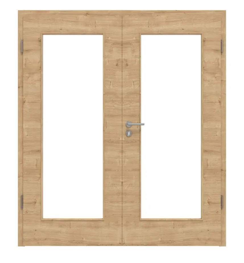 Widok frontowy dąb sękaty wzdłuż LA 8 Basic Durat drzwi dwuskrzydłowe z ościeżnicą - Huga