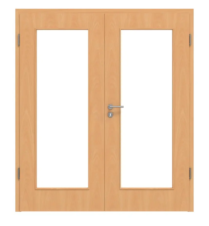 HÖRMANN Drzwi dwuskrzydłowe, buk francuski, Duradecor ProLine, z przeszkleniem LA 8 z ościeżnicą