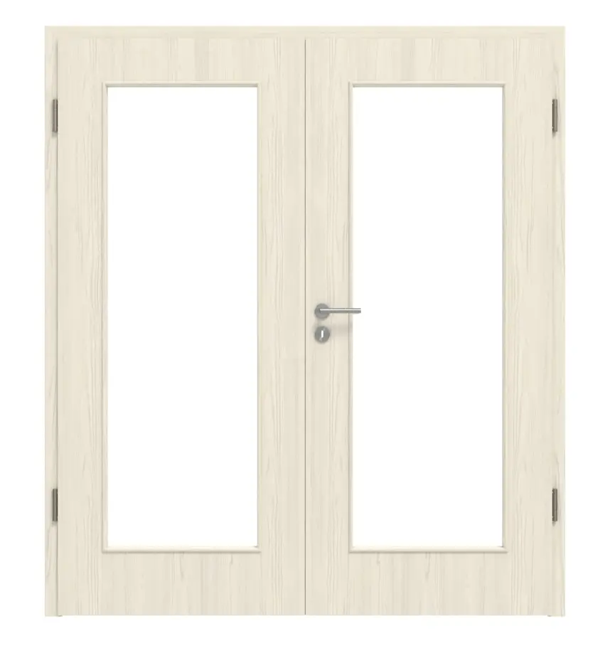 Widok frontowy – modrzew lazurowany LA 8 Basic Durat, drzwi dwuskrzydłowe z ościeżnicą – Huga