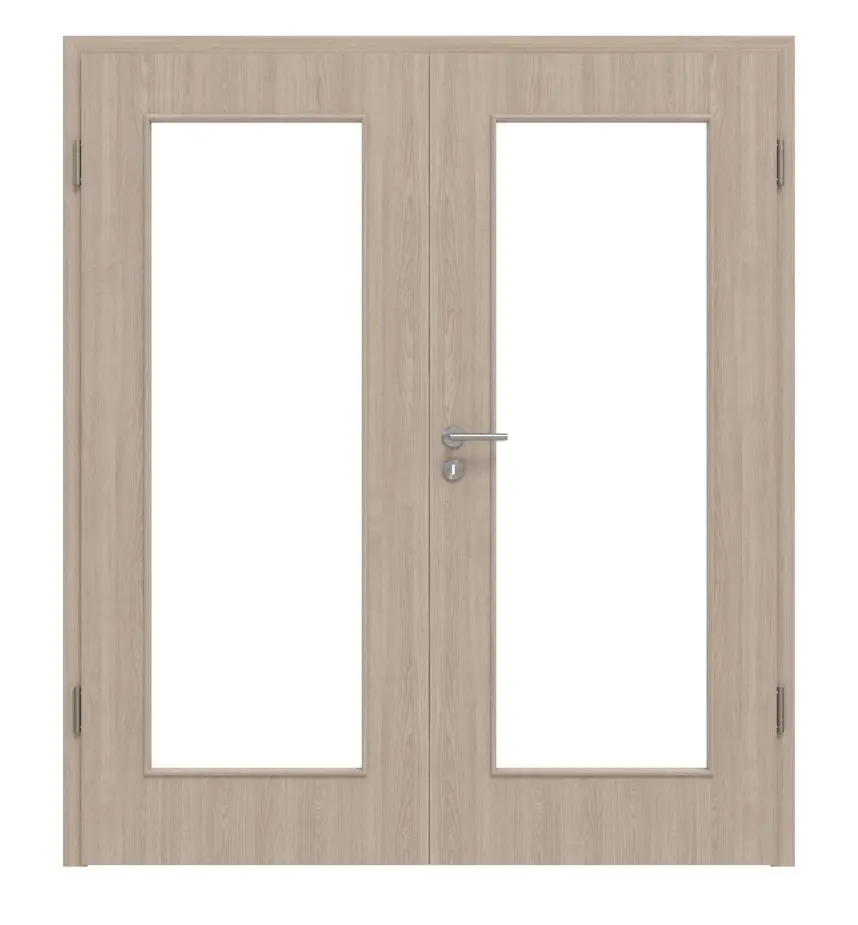 HÖRMANN Drzwi dwuskrzydłowe, dąb szary, Duradecor ProLine, z przeszkleniem LA 8 z ościeżnicą