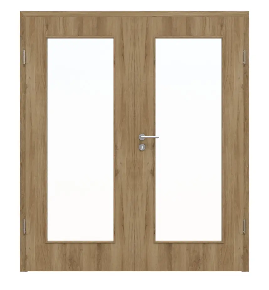 HÖRMANN drzwi dwuskrzydłowe Natureiche Duradecor ProLine z przeszkleniem LA 8 z ościeżnicą