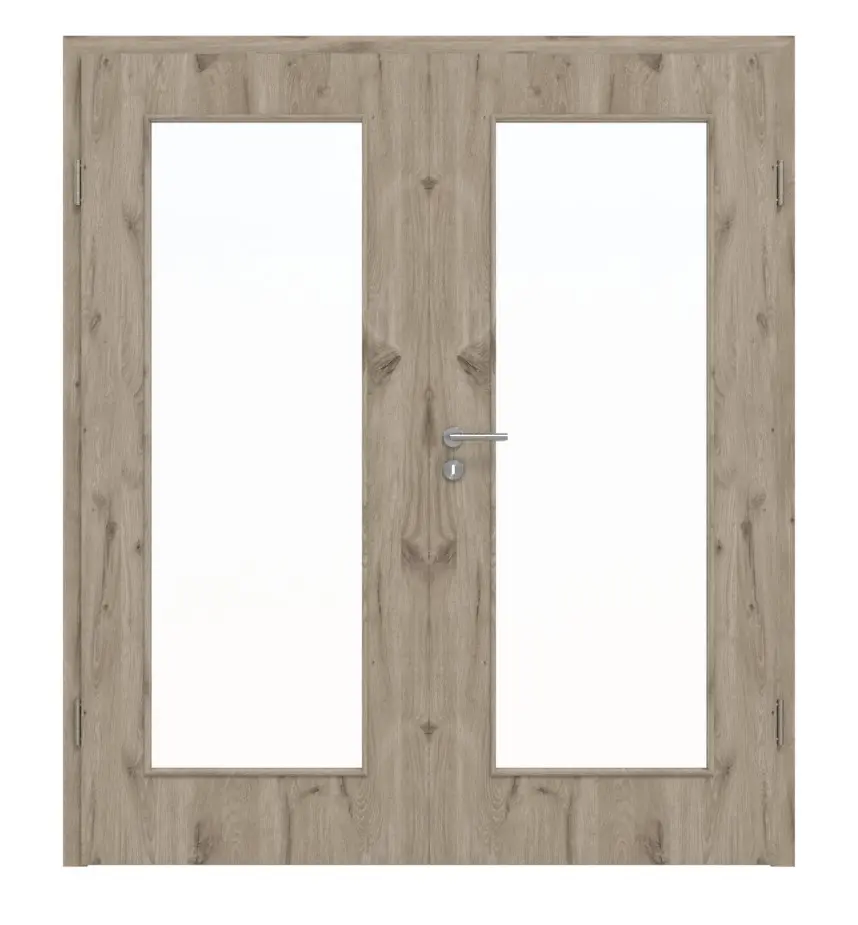 HÖRMANN drzwi dwuskrzydłowe dąb nordycki Duradecor ProLine z przeszkleniem LA 8 z ościeżnicą