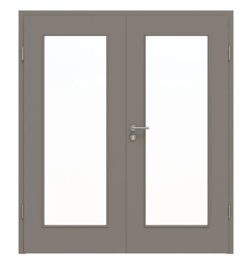 HÖRMANN Drzwi dwuskrzydłowe taupe RAL 7048 lakier ProLine z przeszkleniem LA-8 z ościeżnicą
