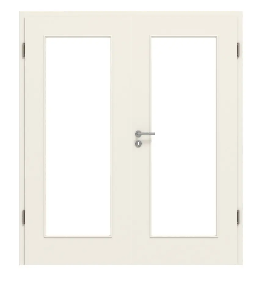 Widok frontowy biały podobny do RAL 9010 LA 8 Basic lakierowane drzwi dwuskrzydłowe z ościeżnicą - Huga