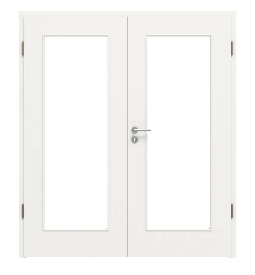 Widok frontowy biały podobny do RAL 9016 LA 8 Basic lakierowane drzwi dwuskrzydłowe z ościeżnicą - Huga