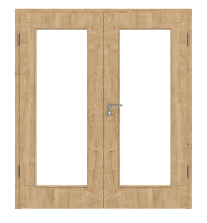 Widok frontowy dębu sękatego LA 8 Basic Durat, drzwi dwuskrzydłowe z ościeżnicą - Huga