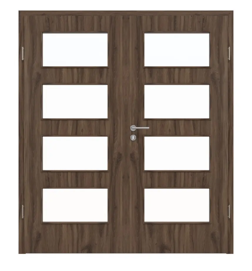 HÖRMANN drzwi dwuskrzydłowe dąb alpejski Duradecor ProLine z przeszkleniem LA 9 z ościeżnicą