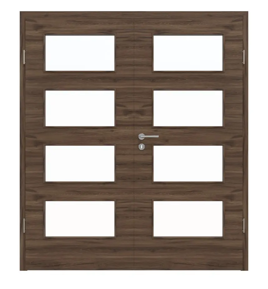 HÖRMANN drzwi 2-skrzydłowe dąb alpejski wzdłuż Duradecor ProLine z przeszkleniem LA 9 z ościeżnicą