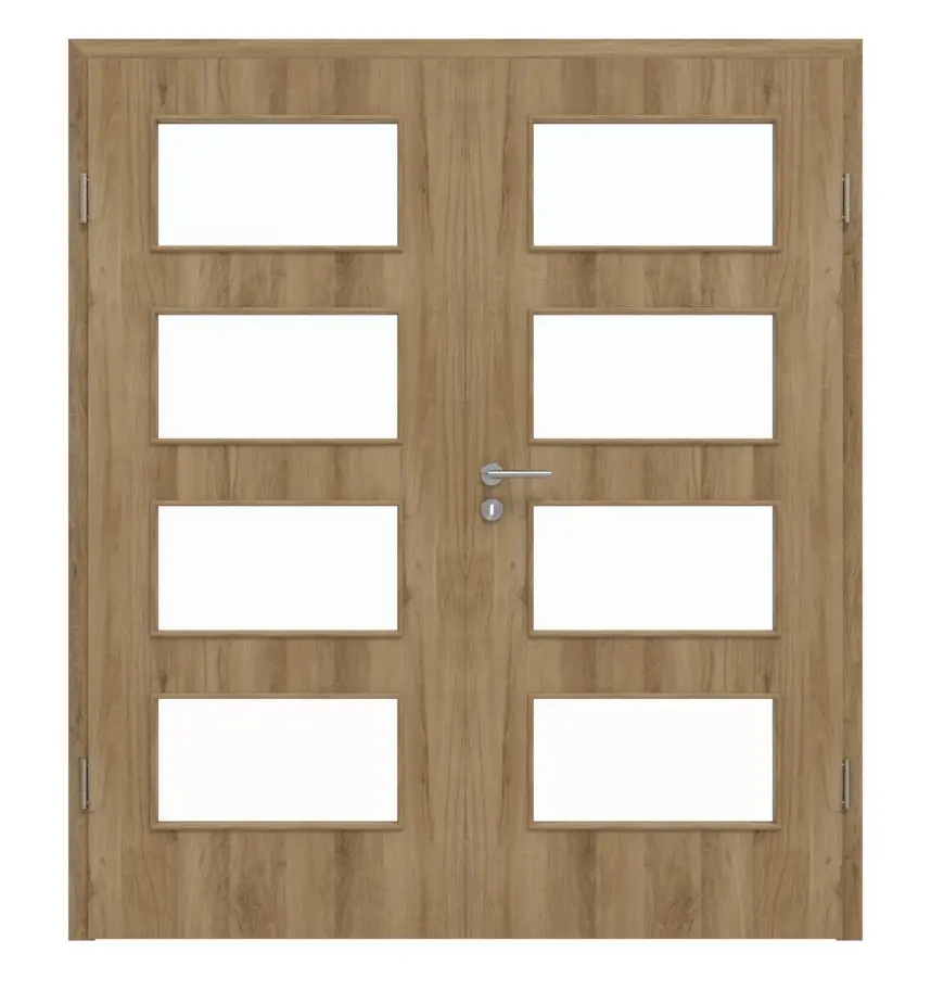 HÖRMANN drzwi 2-skrzydłowe dąb naturalny Duradecor ProLine z przeszkleniem LA 9 z ościeżnicą