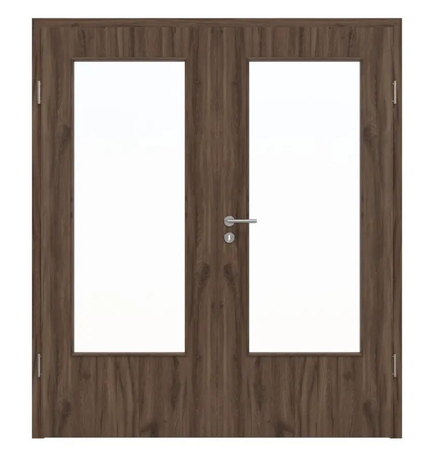 HÖRMANN drzwi dwuskrzydłowe dąb alpejski Duradecor ProLine z przeszkleniem LA-DIN z ościeżnicą