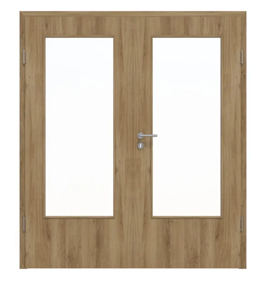 HÖRMANN drzwi dwuskrzydłowe dąb naturalny Duradecor ProLine z przeszkleniem LA-DIN z ościeżnicą